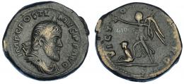 573 - IMPERIO ROMANO. PÓSTUMO. Sestercio. Lugdunum (261). A/ Busto laureado, drapeado y con coraza a der.; IMP C POSTVMVS P F AVG. R/ Victoria avanzando a izq. con corona, palma y cautivo a sus pies; VICTORIA AVG. AE 17,01 g. 32,9 mm. RIC-170. MBC.