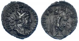IMPERIO ROMANO. TÉTRICO I. Antoniniano. Sur de Galia (271-274). R/ Soldado a izq. con lanza y escudo; VIRTVS AVGG. VE 3,12 g. 21 mm. RIC-148. Acuñación floja en rev. EBC-. Escasa.