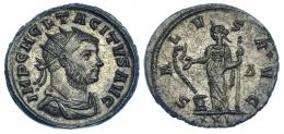 IMPERIO ROMANO. TÁCITO. Antoniniano. Siscia (275-276). R/ Salus a izq. alimentando serpiente; SALVS AVG, exergo XXI. VE 3,78 g. 21,6 mm. RIC-189. P.O. EBC. 
