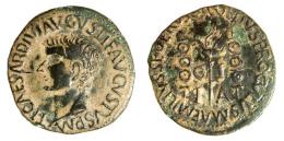 ILICI. As. Tiberio. A/ Cabeza a izq.; TI CAESAR DIVI AVGVSTI F AVGVSTVS P M. R/ Aquila entre dos signa; C-I/L-A, T COELIVS PROCVLVS AEMILIVS SEVERVS Q. AE 13,38 g. 28 mm. RPC-194. APRH-194a. ACIP-3205. CC-4436, mismo ejemplar. Pátina verde oscuro. MBC/MBC+. Escasa.