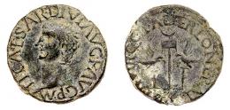 ILICI. Semis. Tiberio. A/ Cabeza a izq.; TI CAESAR DIVI AVG F AVG P M. R/ Dos aquilae, en medio vexillum;  C II ALTER LON L PAP (AVIT II VI)R Q. AE 5,67 g. 22 mm. RPC-199. APRH-199. ACIP-3210. CC-4444, mismo ejemplar. Pátina verde. MBC-. Escasa.