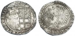 850 - REYES CATÓLICOS. 2 reales. Toledo. Estrella de siete puntas sobre M en rev. AR 6,86 g. 29,3 mm. AC-531. Vanos de acuñación. MBC+. Escasa.