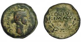 27 - HISPANIA ANTIGUA. ACCI. Dupondio. Calígula. A/ Cabeza a der. R/ COL IVL/ GEM ACCI, alrededor láurea. AE 19,30 g. 30,3 mm. I-41. ACIP-3009. RPC-141. APRH-141. RC/BC+.