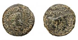 COLECCIÓN CORES. ERCAVICA. CALÍGULA. As. A/ Cabeza laureada a der.; C CAESAR AVG GERMANICVS IMP. R/ Toro mitrado a der., encima MVN/ ERCAVICA, alrededor C TER SVRA L LIC CRACILE II VIR. AE 12,71 g. 28 mm. RPC-465. APRH-465a. ACIP-3192. ACIP-5127, mismo ejemplar. Rayitas. Pátina oscura. MBC-. Muy escasa.