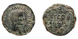 COLECCIÓN CORES. SEGOBRIGA. TIBERIO. As. A/ Cabeza a der.; TI CAESAR DIVI AVG F AVGVST IMP VIII. R/ Corona cívica rodeando SEGO/BRIGA. AE 14,21 g. 30 mm. RPC-474. APRH-474. ACIP-3244. CC-5143, mismo ejemplar. Pequeñas marcas de limpieza mecánica. Pátina verde oscuro. MBC.