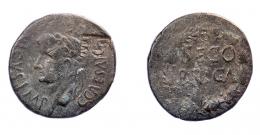 COLECCIÓN CORES. SEGOBRIGA. CALÍGULA. As. A/ Cabeza laureada a izq.; C CAESAR AVG GERMANICVS IMP. R/ Corona cívica rodeando SEGO/BRIGA. Contramarca SE en cartela en anv. AE 12,30 g. 29 mm. RPC-476. APRH-476. ACIP-3246. CC-5153, mismo ejemplar. Pátina oscura. MBC-/BC+.