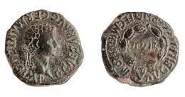 23 - COLECCIÓN CORES. BILBILIS. CALÍGULA. As. A/ Cabeza laureada a der.; G CAESAR AVG GERMANICVS IMP. R/ Corona cívica rodeando II VIR, alrededor MVN AVG BILBIL C CORN REFEC M HELV FRONT. AE 11,46 g. 29 mm. RPC-400. APRH-400i. ACIP-3026h. CC-4860, mismo ejemplar corr. Pátina verde oscuro. MBC/MBC+. Escasa.