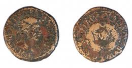 41 - COLECCIÓN CORES. TURIASO. AUGUSTO. As. A/ Cabeza laureada a der.; IMP AVGVSTVS PATER PATRIAE. R/ Corona cívica rodeando II VIR; alrededor MVN TVRIASO L MARIO L NOVIO. Contramarca cabeza de águila en anv. AE 13,30 g. 28 mm. RPC-411. APRH-411b. ACIP-3284a. CC-4888, mismo ejemplar. BC+. Ex Cayón 27/11/2018, lote 544.