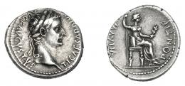 486  -  IMPERIO ROMANO. TIBERIO. Denario. Lugdunum (36-37 d.C.). R/ Livia sentada a der.; patas del trono decoradas. AR 3,90 g. 18,9 mm. RIC-30. Pequeñas marcas. MBC/MBC+.