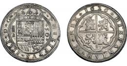 648  -  FELIPE IV. 50 reales. 1626. Segovia. A superada de cruz. AC-1696. Golpe en canto. Estuvo dorada. MBC. Rara.
