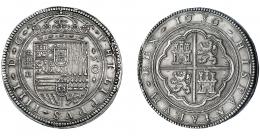 649  -  FELIPE IV. 50 reales. 1636. Segovia. R. AC-1703. Canto reparado con oro bajo posiblemente para corregir un 