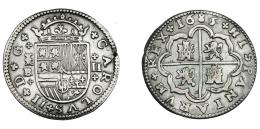 655  -  CARLOS II. 2 reales. 1685/4. Segovia. BR. AC-446. Pequeña grieta. MBC/MBC-. 