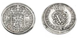 659  -  FELIPE V. 2 reales. 1708-Y. Segovia. Palma izq. sobre der.  VI-757. AC-941. MBC.