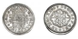676  -  FELIPE V. 2 reales. 1723|2|. Segovia. F. VI-769 vte. AC-957. Rara en esta conservación. Rayitas en rev. EBC/EBC-.