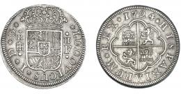 708  -  LUIS I. 2 reales. 1724. Segovia. F. VI-22. AC-28. MBC+. Muy escasa.