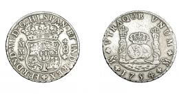 718  -  FERNANDO VI. 8 reales. 1754. México. MM. VI-365. Coronas imperial y real. Pequeñas marcas. MBC.