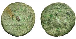 HISPANIA ANTIGUA. LAELIA. As. A/ Jinete lancero a der. R/ Dos espigas a izq., en medio LAELIA. AE7,22 g. 25,56 mm. I-1649. ACIP-2368. Pátina verde. RC/BC+. Muy escasa.