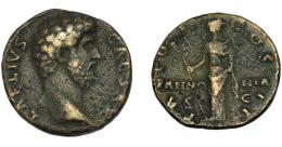 IMPERIO ROMANO. AELIO (bajo Adriano). As (173). R/ Pannonia de frente con vexillum y manto; TR PT COS II, en campo PANNONIA. AE 8,24 g. 24,96 mm. RIC-2664. BC+.