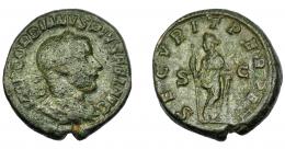 IMPERIO ROMANO. GORDIANO III. As. Roma (241-243). R/ Securitas a izq. con cetro y apoyada en columna; SECVRIT PERPET, S-C. AE 11,46 g. 25,91 mm. RIC-335b. MBC-/MBC.