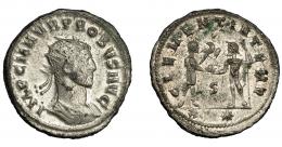 IMPERIO ROMANO. PROBO. Antoniniano. Cizycus. R/ Probo con cetro rematado en águila recibe globo de Júpiter frente a él; CLEMENTIA TEMP, S/XXI*. VE 3,66 g. 22,9 mm. RIC-905. MBC/MBC+. P.O.