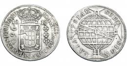MONEDAS EXTRANJERAS. BRASIL. 960 Reis. 1813 (B). Reacuñados sobre 8 reales de Carlos IV. KM-307.1. MBC-.