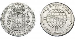 MONEDAS EXTRANJERAS. BRASIL. 960 Reis. 1816 (B). Reacuñados sobre 8 reales de Carlos III de Potosí (JR). KM-307.1. MBC+.
