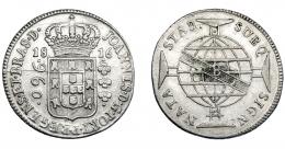 MONEDAS EXTRANJERAS. BRASIL. 960 Reis. 1816 (B). Reacuñados sobre 8 reales, sin datos visibles. MBC.