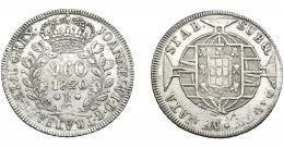 MONEDAS EXTRANJERAS. BRASIL. 960 Reis. 1820. Reacuñados sobre 8 reales, posiblemente de 1819, de Lima (JP). KM-326.1. MBC+/MBC.