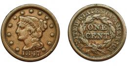 MONEDAS EXTRANJERAS. ESTADOS UNIDOS. Centavo. 1846. KM-67. BC+. 