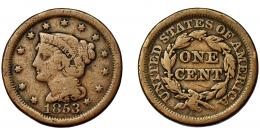 MONEDAS EXTRANJERAS. ESTADOS UNIDOS. Centavo. 1853. KM-67. BC.