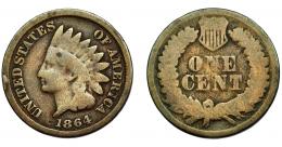 MONEDAS EXTRANJERAS. ESTADOS UNIDOS. Centavo. 1864. KM-87. BC-.