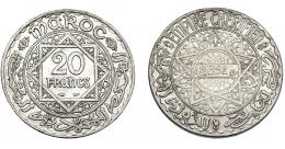 MONEDAS EXTRANJERAS. MARRUECOS. 20 Francos. Mahammed V (1352H). Y-39. MBc.
