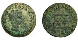 HISPANIA ANTIGUA. ITALICA. Tiberio. As. A/ Cabeza a der. R/ Altar con ley. PROVIDE/NTIAE/AVGVSTI. AE 13,15 g. 23 mm. I-1593. APRH-65. ACIP-3333. Pátina verde terrosa. BC+.