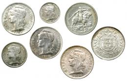 MONEDAS EXTRANJERAS. PORTUGAL. Lote de 7 monedas: 10 centavos, 1915; 10 de 1913; 50 de 1914 y 1916; 10 escudos 1928. De EBC- a SC.