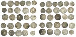 ACUÑACIONES HISPANO-ÁRABES. Lote de 26 dirhames califales y emirales, 9 de ellos con perforación o remache. De BC+ a EBC-.