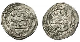 ACUÑACIONES HISPANO-ÁRABES. CALIFATO. Hisam II. Dirham. Al-Andalus 388 H. AR 2,85 g. 24,45 mm. Vives-538. MBC+.