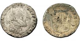 FELIPE II. 1/2 ducatón. 1588. Milán. Dos globos. Olivares-77. MBC-.