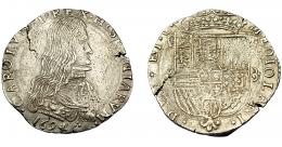 CARLOS II. 1/2 filipo ancho. 1694. Milán. Olivares-285. Cospel abierto. Porosidades. MBC+.