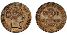 ISABEL II. Medalla visita real a Sevilla. 1862. AE 23 mm. MPN-733. Leve oxidación. EBC-.