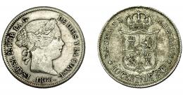 ISABEL II. 10 céntimos de escudo. 1865. Sevilla. VI-297. MBC-.