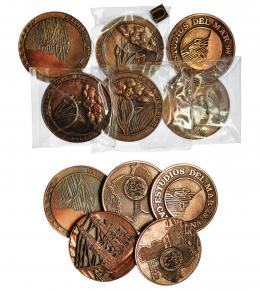 FRANCISCO FRANCO. Lote de 11 medallas. Estudios del Mar y Aulas del Mar, Cartagena. SC.