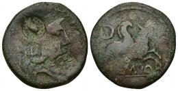 HISPANIA ANTIGUA. EMPORITON. Augusto. As. Resello CR en rev. AE 9,06 g. 28,2 mm. I-1989. APRH-129. ACIP-3357. BC+/BC. 