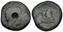 HISPANIA ANTIGUA. KESE. As con punzón circular en anv. AE 19,95 g. 29 mm. RC-. Muy escasa. Ex colección Guadán, 814. 