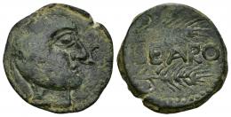 HISPANIA ANTIGUA. SEARO. As. A/ Cabeza masculina a der., delante S. R/ Dos espigas a der., en medio SEARO. AE 7,32 g. 24,24 mm. I-2113. ACIP-2425. Vanos. Pátina verde oscuro. MBC/MBC+. Rara. Compra privada Pliego (1992).