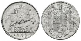 FRANCISCO FRANCO. 5 céntimos. 1953. Madrid. AE 1,2 g. 20,16 mm. VII-274. EBC.