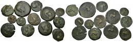HISPANIA ANTIGUA. CASTULO. Lote de 13 monedas: doble (1), as (5), semis (6), cuadrante (1). BC-/MBC-.