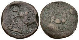 HISPANIA ANTIGUA. EMPORITON. As. Doble resello DD y delfín en anv. I-1247. APRH-257a. ACIP-1100. MBC/BC+. Ex colección Guadán, nº 201.