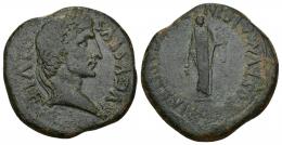 21 - HISPANIA ANTIGUA. CARTHAGO NOVA. Augusto. As. A/ Cabeza laureada a der.; AVGVSTVS DIVI F. R/ Figura de sacerdote; (M P)OSTUM ALBIN (L PORC) CAPIT II VIR Q. AE 13,54 g. 28,7 mm. I-576. APRH-170. ACIP-3140. Campos repasados. Pátina verde oscuro. MBC-. Ex Pliego 7-12-2000.