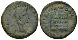 9 - HISPANIA ANTIGUA. ITALICA. Tiberio. As. A/ Cabeza a der.; TI CAESAR AVGVSTVS PONT MAX IMP. R/ Altar; PROVIDE/NTIAE/AVGVSTI. AE 12,95 g. 28 mm. I-1593. APRH-65. ACIP-3333. Pátina verde. MBC-/MBC.