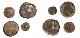 HISPANIA ANTIGUA. Lote de 4 monedas Colonia Patricia (2), Cerit, Florentia-Ilberir. Cuadrante, semis y as (2). BC/MBC.